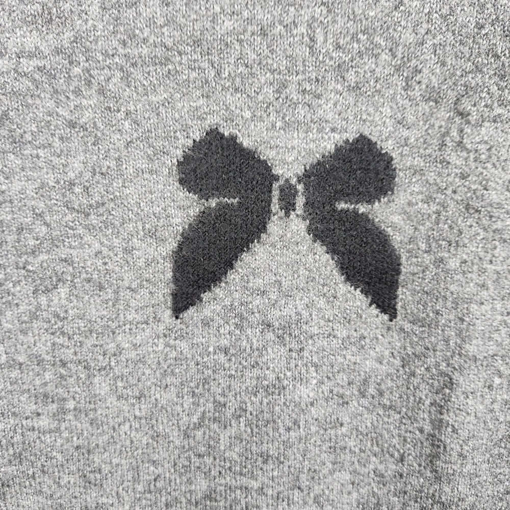 CeCe Bow Sweater Womens 2X Grey Velvet Bow Accents Coquette Chic Cottagecore New - Picture 4 of 9